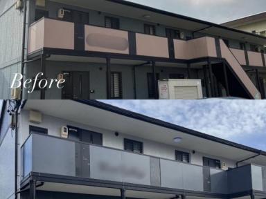 鈴鹿市白子町アパート様ガイソーウォール無機Zで外部塗装工事完工いたしました。